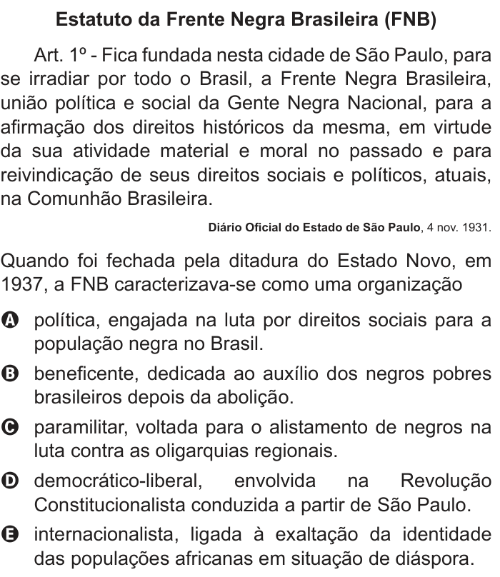 Questão 21 no caderno Azul do ENEM 2014
