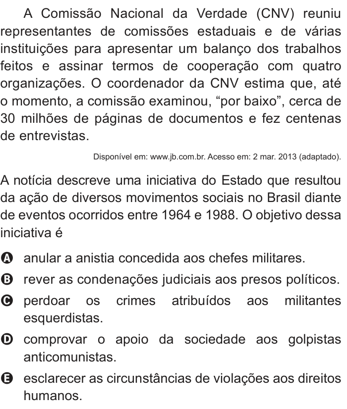 Questão 28 no caderno Azul do ENEM 2014