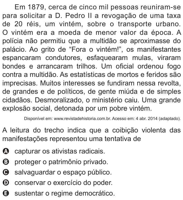 Questão 32 no caderno Azul do ENEM 2014