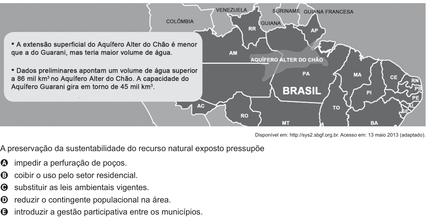 Questão 38 no caderno Azul do ENEM 2014