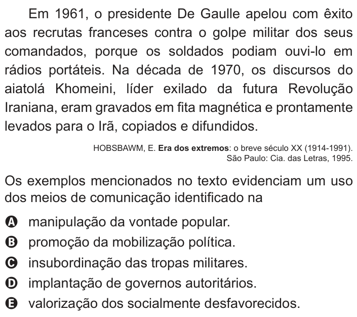 Questão 41 no caderno Azul do ENEM 2014