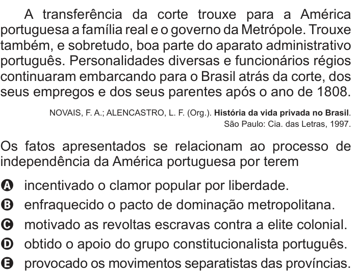 Questão 43 no caderno Azul do ENEM 2014