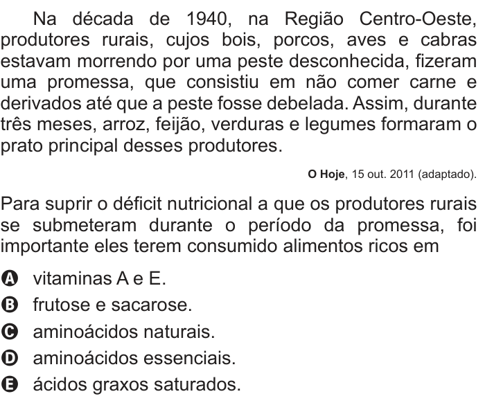 Questão 47 no caderno Azul do ENEM 2014