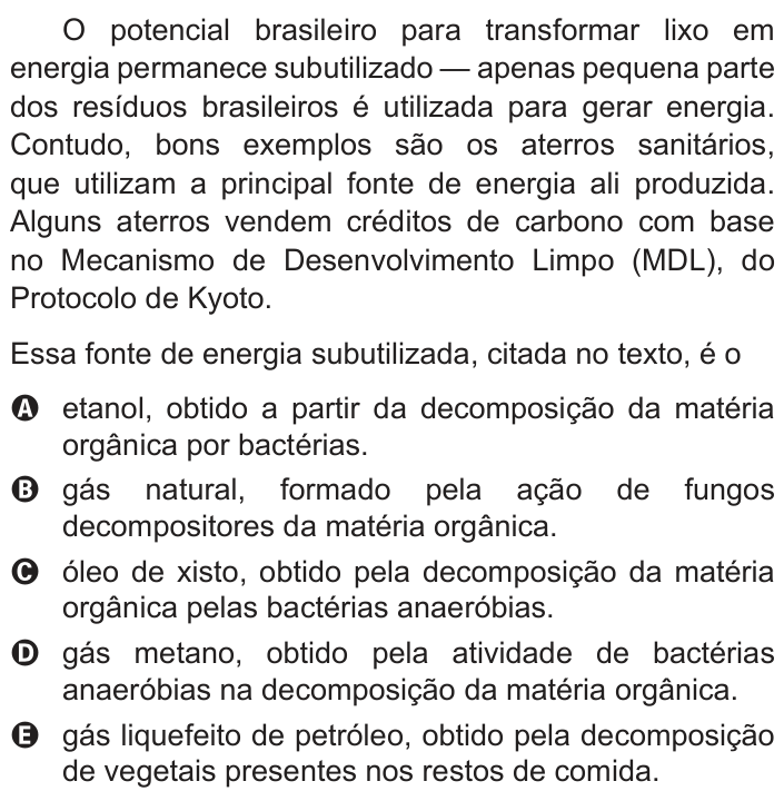Questão 49 no caderno Azul do ENEM 2014