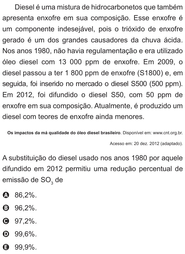 Questão 56 no caderno Azul do ENEM 2014