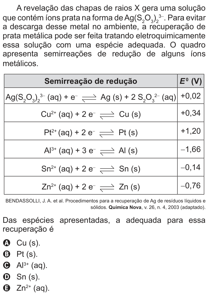 Questão 59 no caderno Azul do ENEM 2014