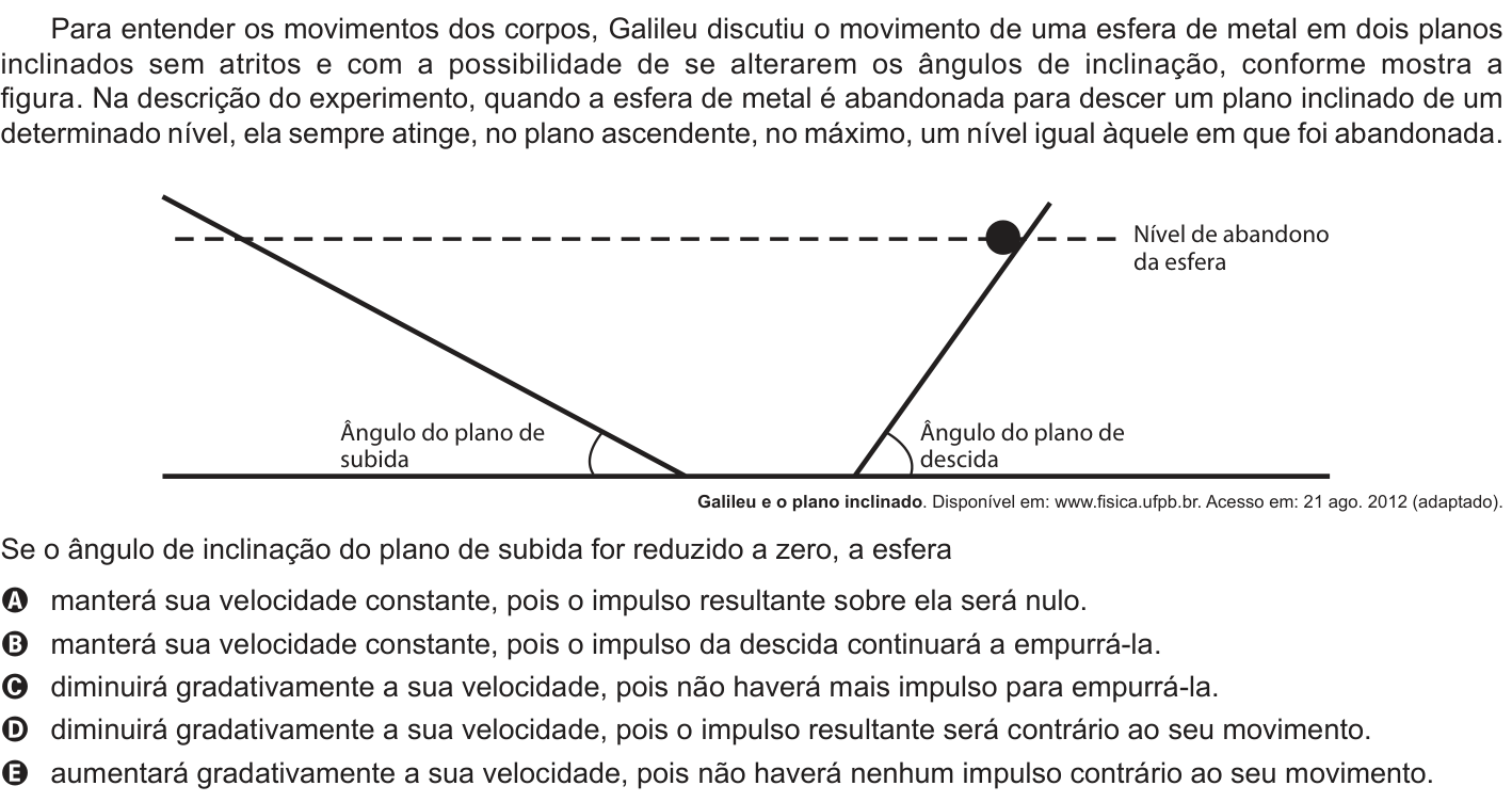 Questão 67 no caderno Azul do ENEM 2014