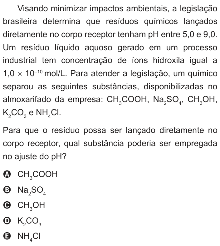 Questão 70 no caderno Azul do ENEM 2014