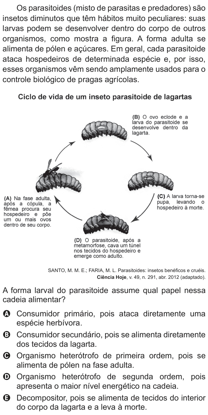 Questão 81 no caderno Azul do ENEM 2014