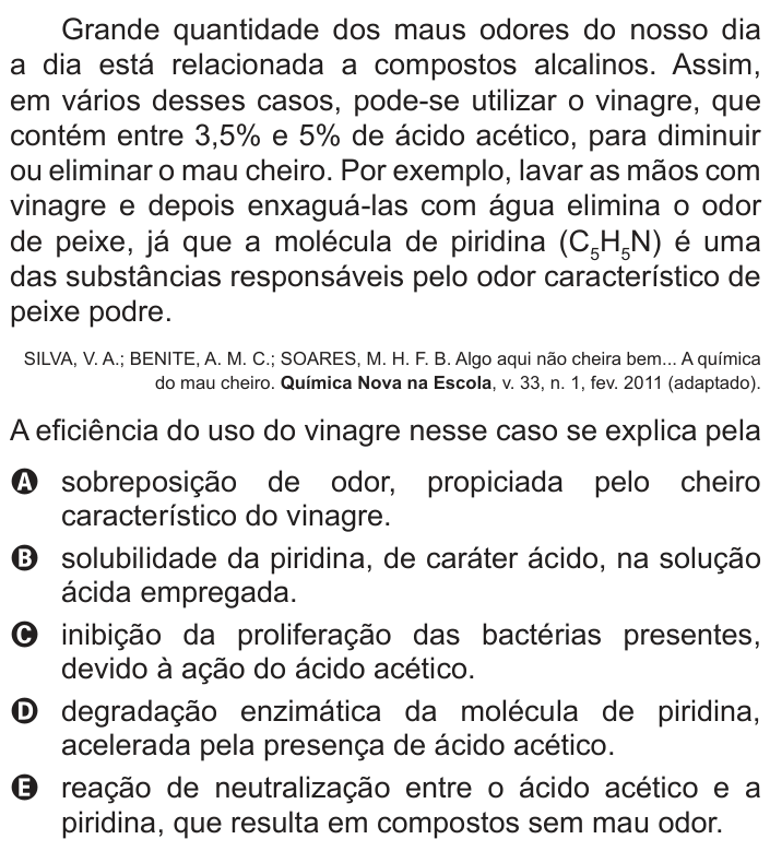 Questão 86 no caderno Azul do ENEM 2014