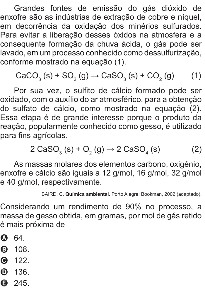 Questão 88 no caderno Azul do ENEM 2014