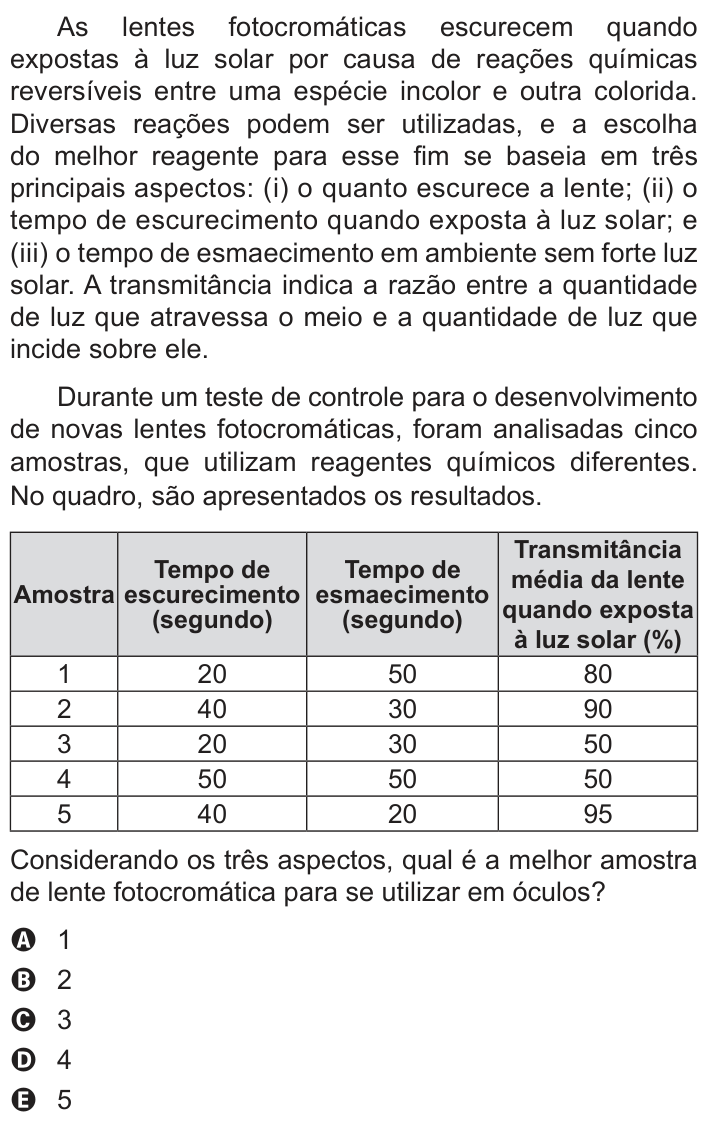 Questão 90 no caderno Azul do ENEM 2014