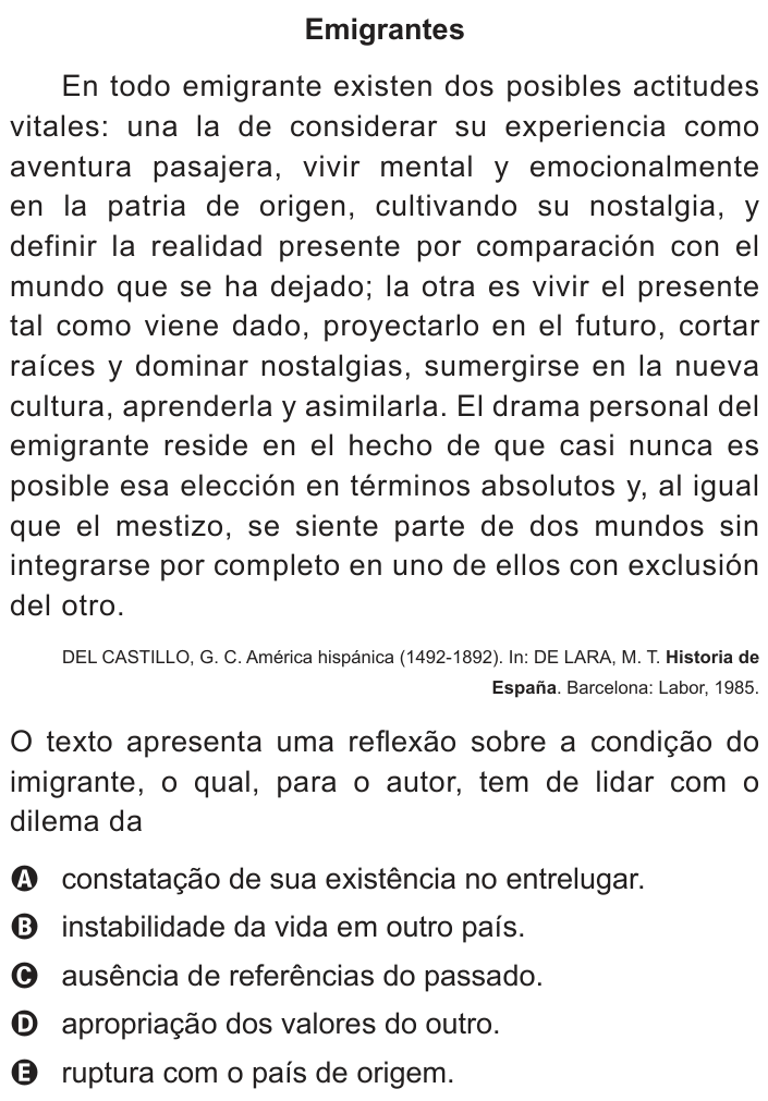 Questão 92 no caderno Azul do ENEM 2014