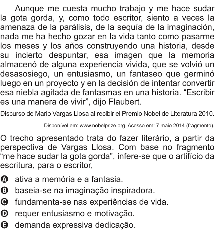Questão 94 no caderno Azul do ENEM 2014