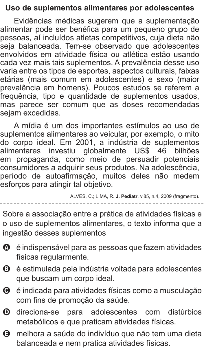 Questão 98 no caderno Azul do ENEM 2014