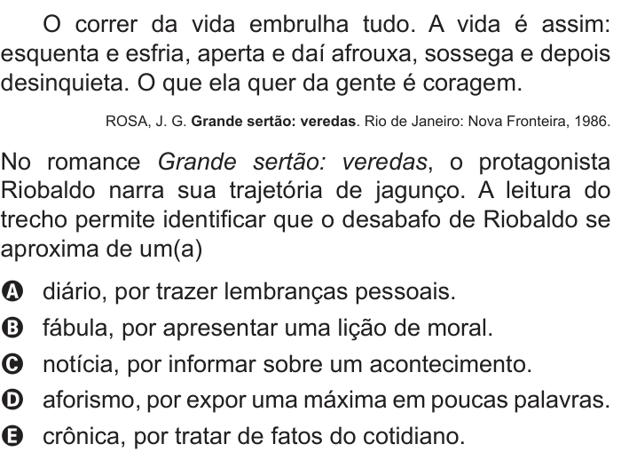 Questão 100 no caderno Azul do ENEM 2014