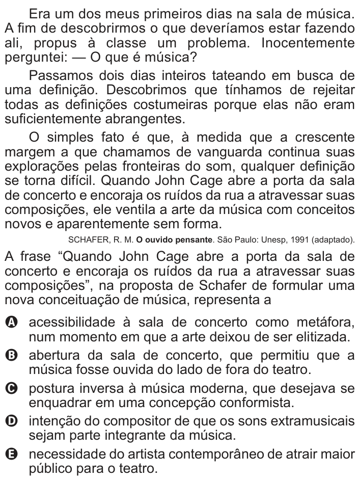 Questão 102 no caderno Azul do ENEM 2014