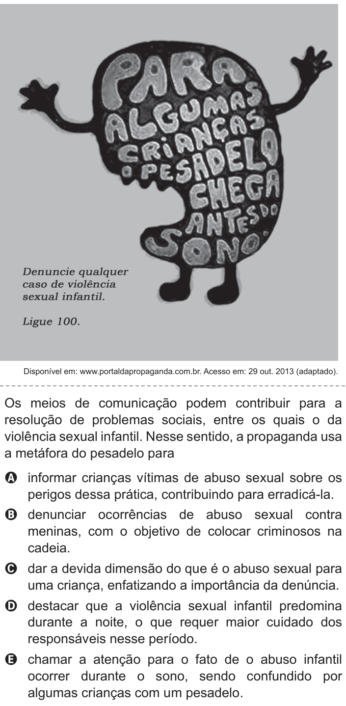 Questão 105 no caderno Azul do ENEM 2014