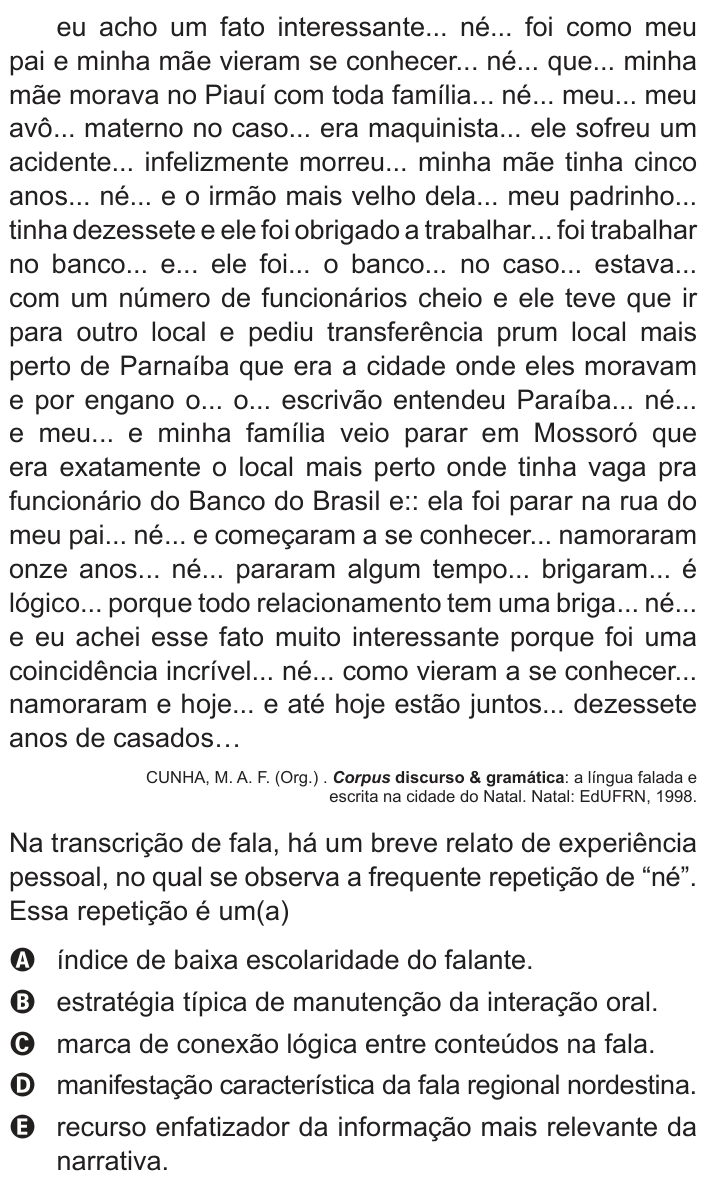 Questão 106 no caderno Azul do ENEM 2014