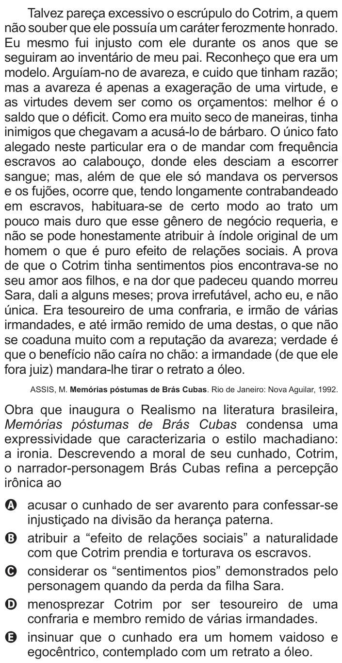 Questão 109 no caderno Azul do ENEM 2014
