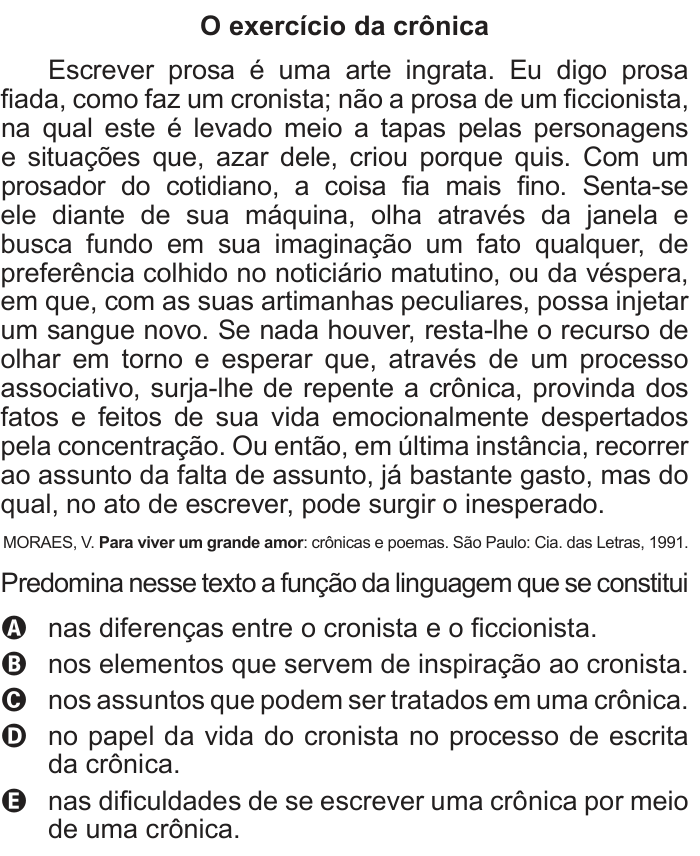 Questão 110 no caderno Azul do ENEM 2014