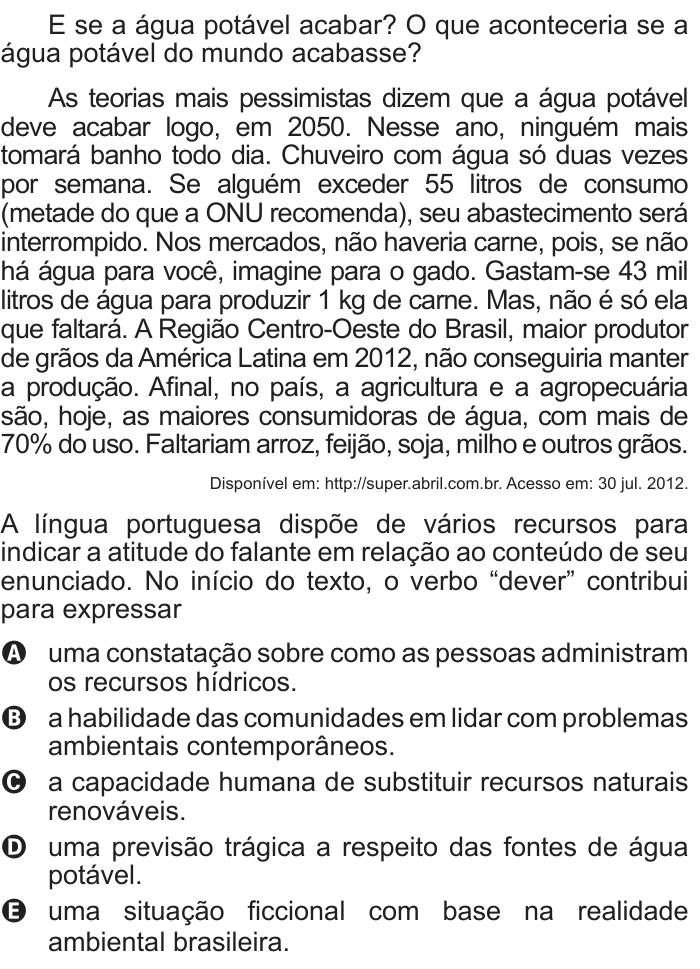 Questão 111 no caderno Azul do ENEM 2014