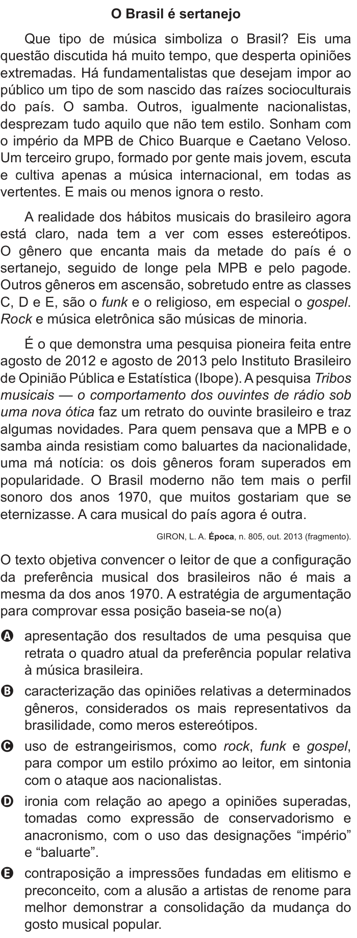 Questão 114 no caderno Azul do ENEM 2014
