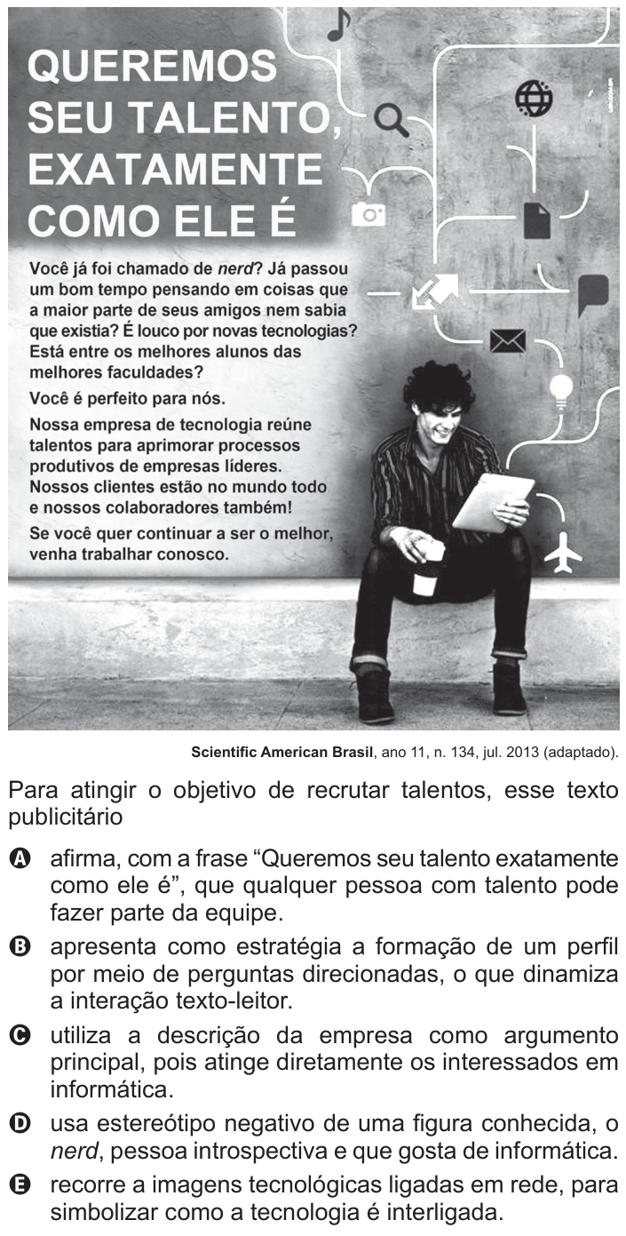 Questão 115 no caderno Azul do ENEM 2014