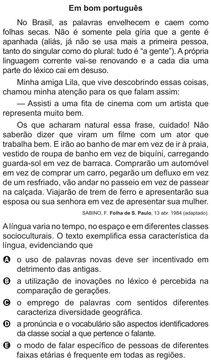 Questão 118 no caderno Azul do ENEM 2014