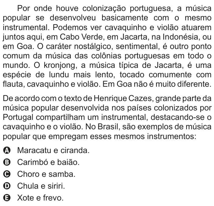 Questão 123 no caderno Azul do ENEM 2014