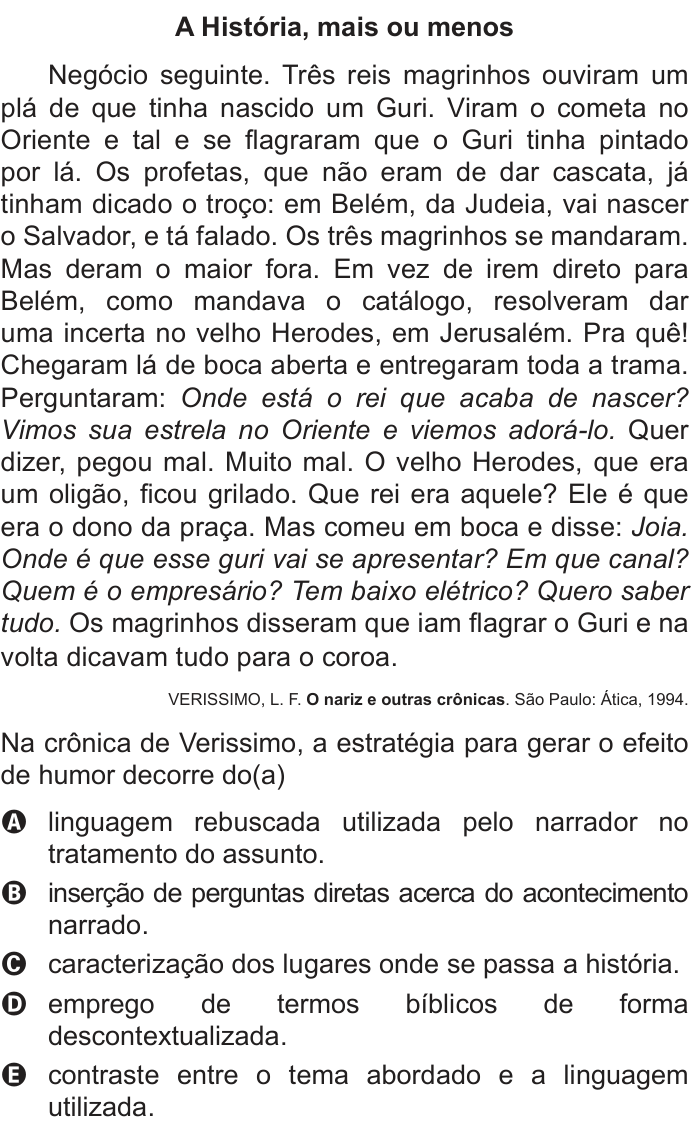 Questão 125 no caderno Azul do ENEM 2014