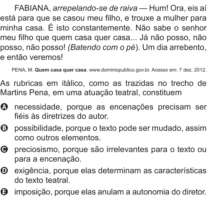 Questão 126 no caderno Azul do ENEM 2014