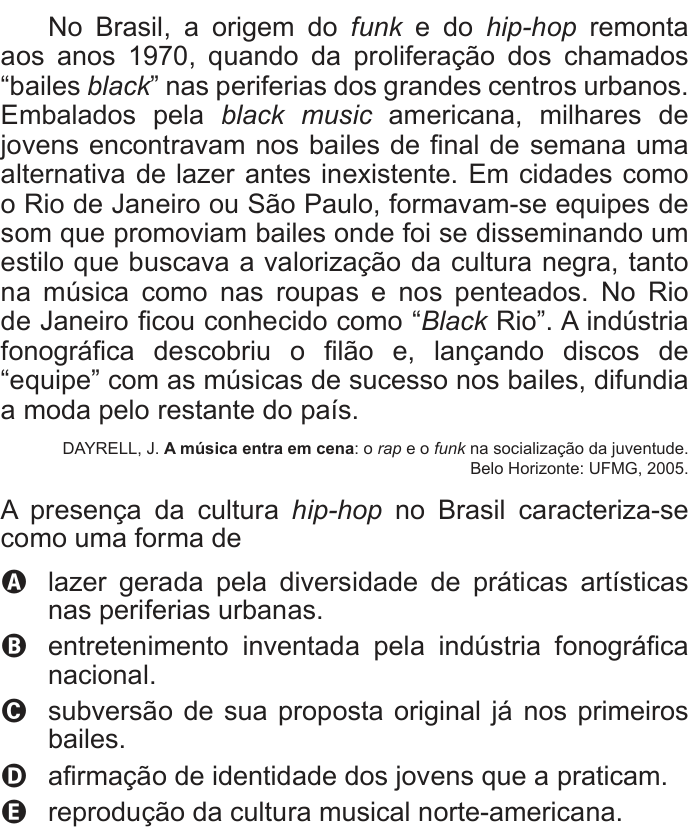 Questão 133 no caderno Azul do ENEM 2014