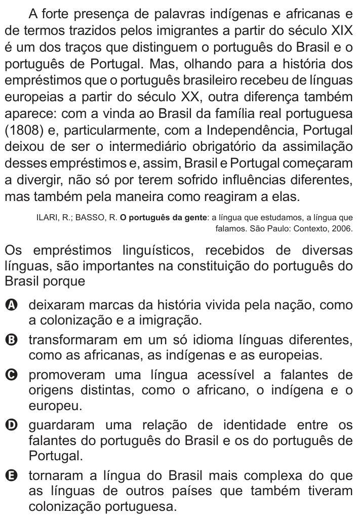 Questão 134 no caderno Azul do ENEM 2014