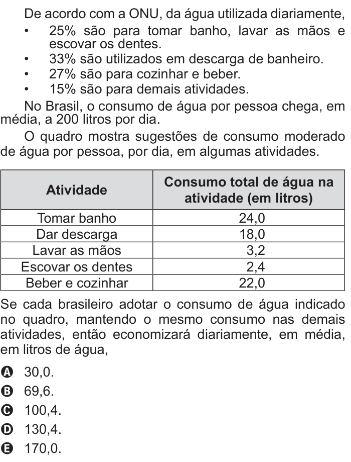 Questão 140 no caderno Azul do ENEM 2014