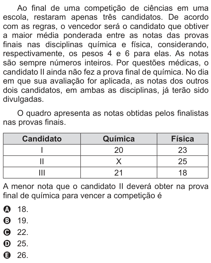 Questão 155 no caderno Azul do ENEM 2014