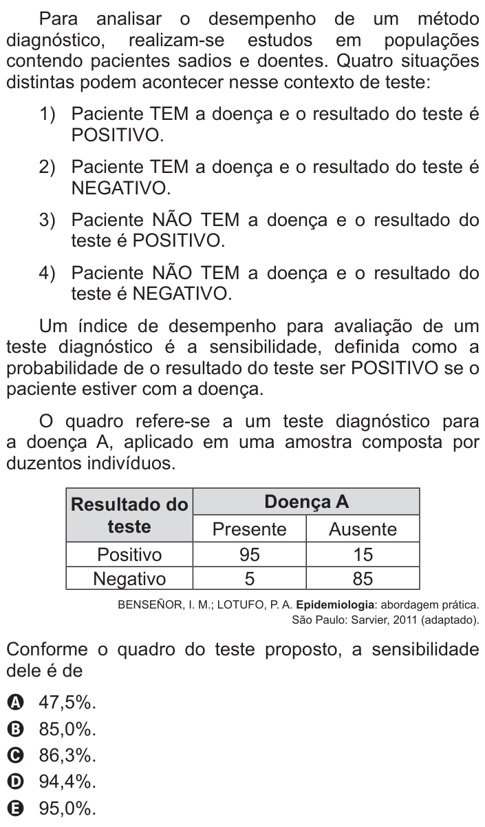 Questão 158 no caderno Azul do ENEM 2014