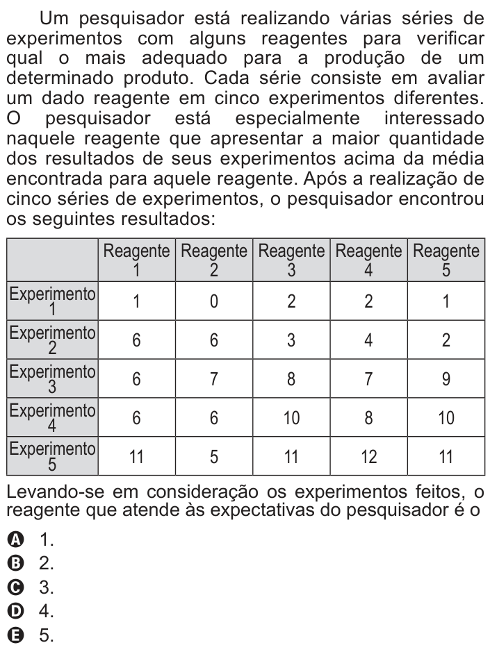 Questão 161 no caderno Azul do ENEM 2014