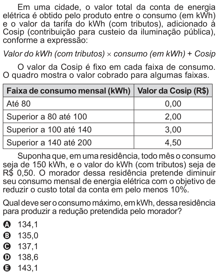 Questão 162 no caderno Azul do ENEM 2014