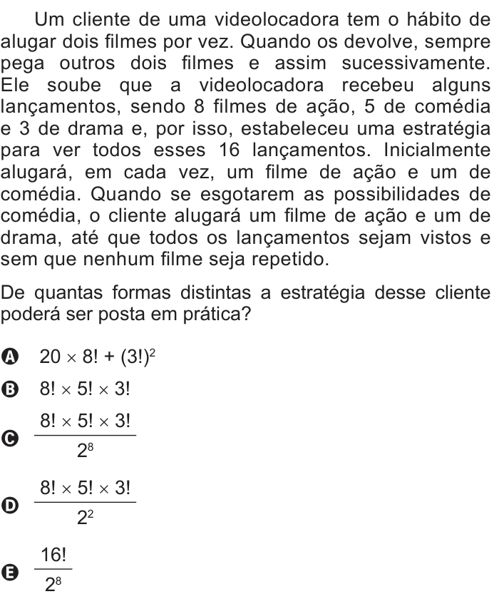 Questão 163 no caderno Azul do ENEM 2014