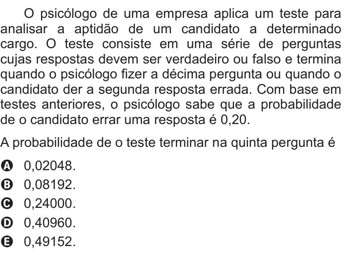 Questão 164 no caderno Azul do ENEM 2014