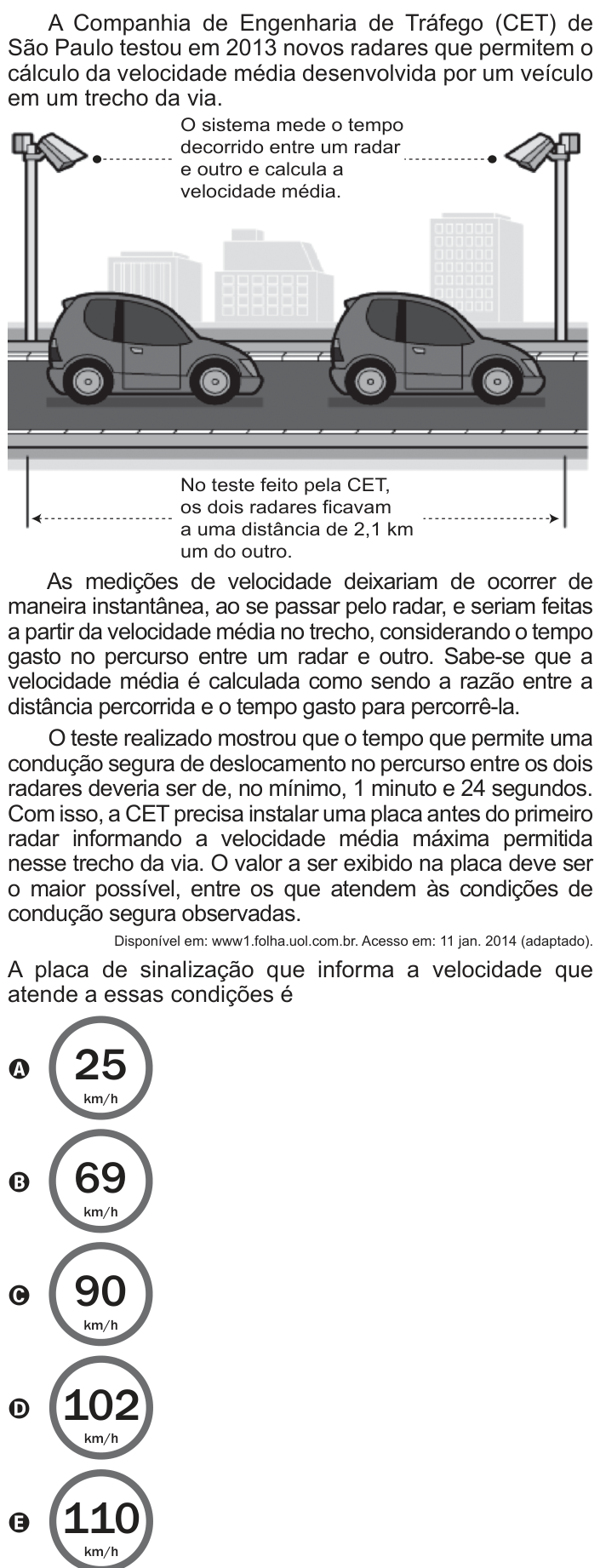 Questão 165 no caderno Azul do ENEM 2014