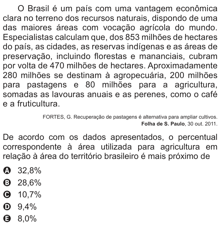 Questão 168 no caderno Azul do ENEM 2014