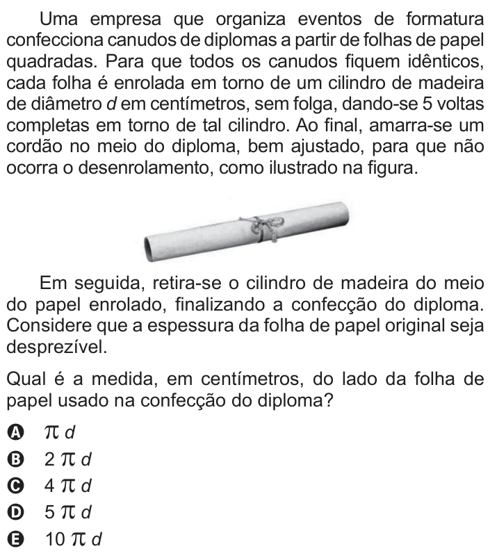 Questão 170 no caderno Azul do ENEM 2014