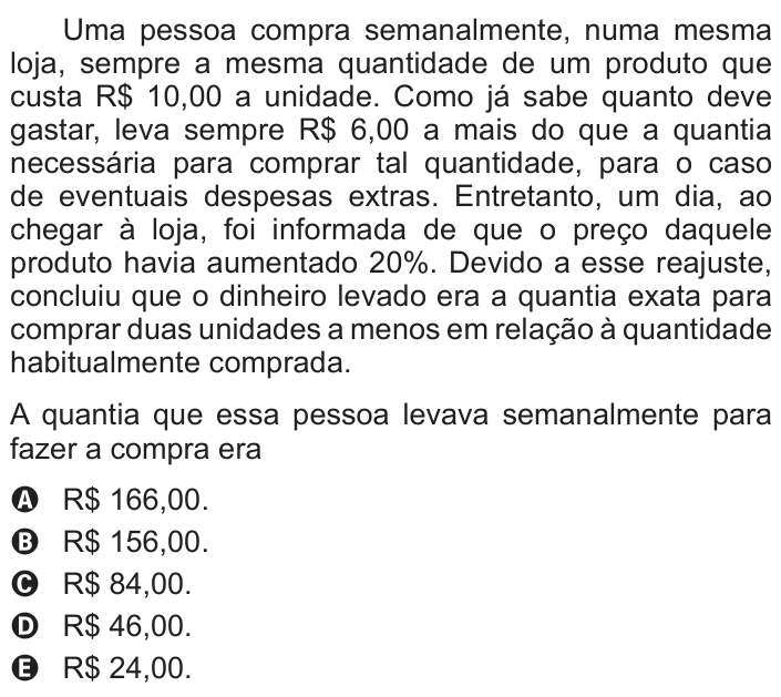 Questão 179 no caderno Azul do ENEM 2014