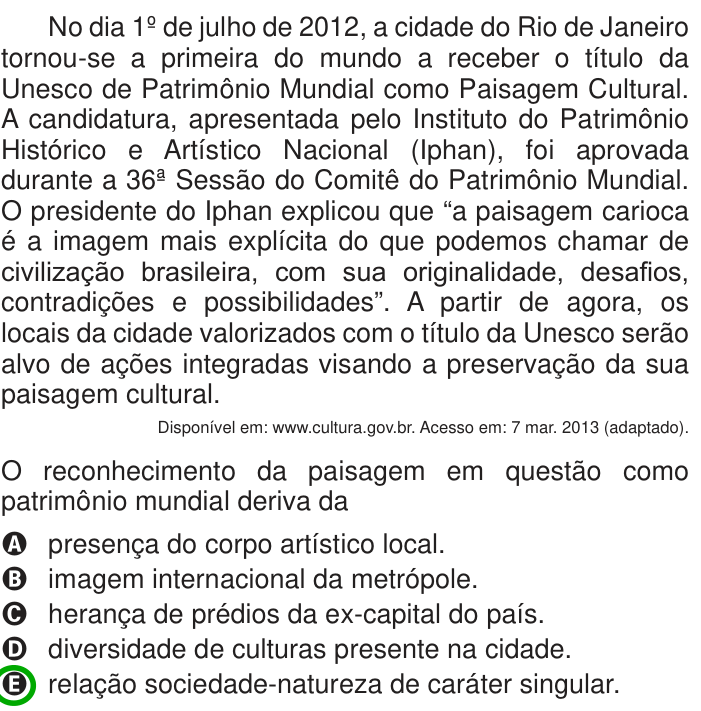 Questão 3 no caderno Azul do ENEM 2013