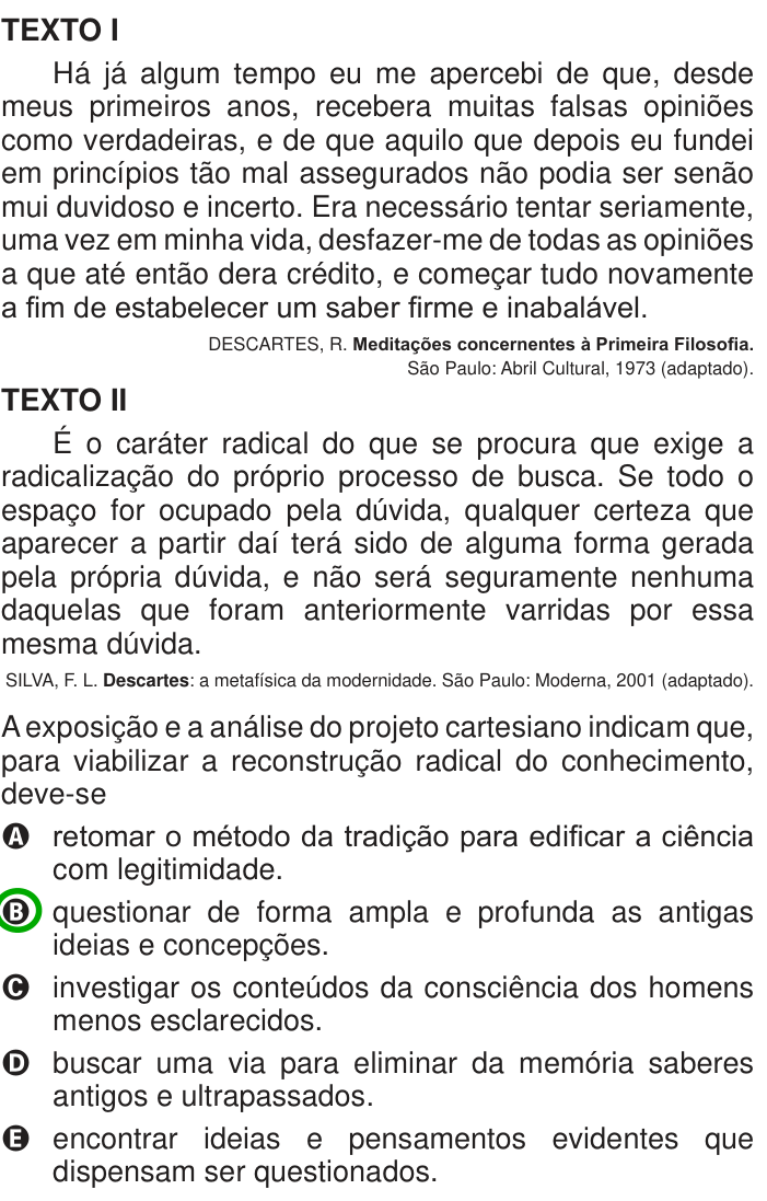 Questão 4 no caderno Azul do ENEM 2013
