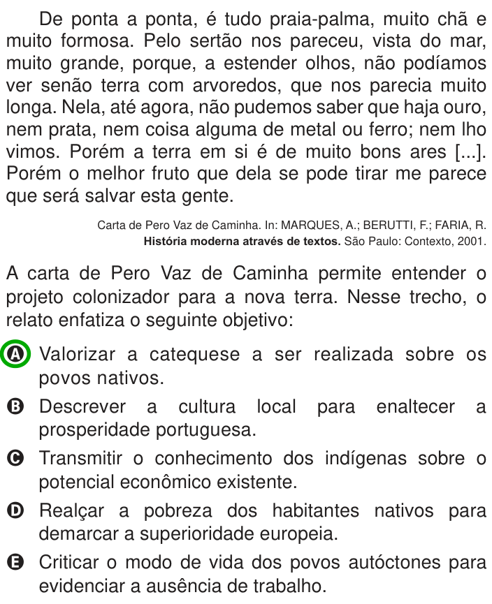 Questão 5 no caderno Azul do ENEM 2013