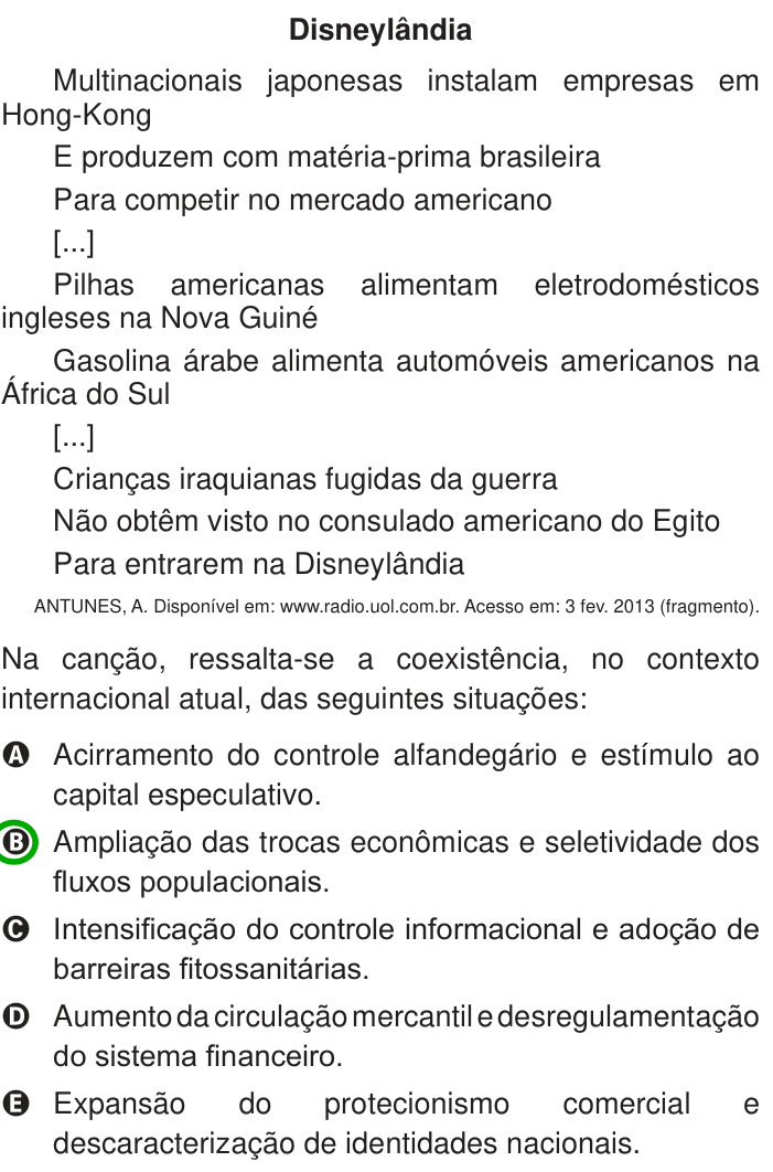 Questão 19 no caderno Azul do ENEM 2013