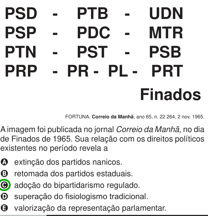 Questão 20 no caderno Azul do ENEM 2013